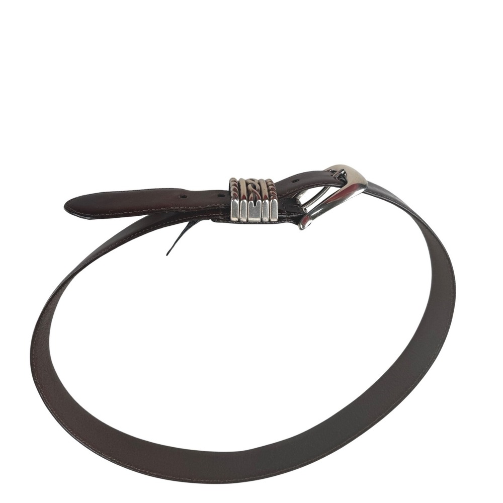 Brighton Brown Leather Belt Silver Tone Rope Keeper Vintage 1995 L 35609 Size 36